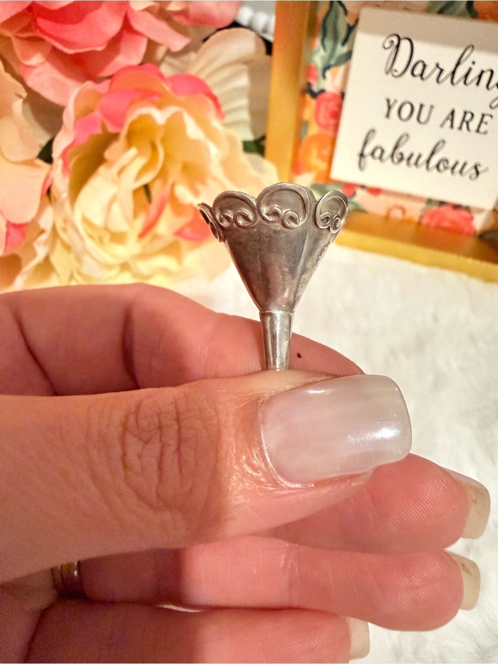 Vintage Sterling Silver Perfume Funnel Floral 925 Mini Antique Vanity Tool - Picture 5 of 10